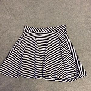 Navy blue and white striped skirt